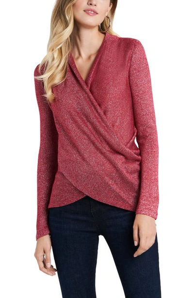 Shop 1.state Sparkle Cozy Crisscross Front Knit Top In Vibrant Red