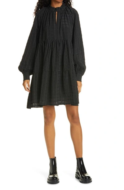 Shop Stine Goya Jasmine Long Sleeve Dress In Gingham Black