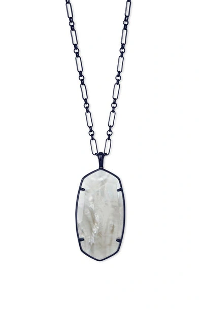 Shop Kendra Scott Reid Long Faceted Pendant Necklace In Gunmetal/ Grey Illusion