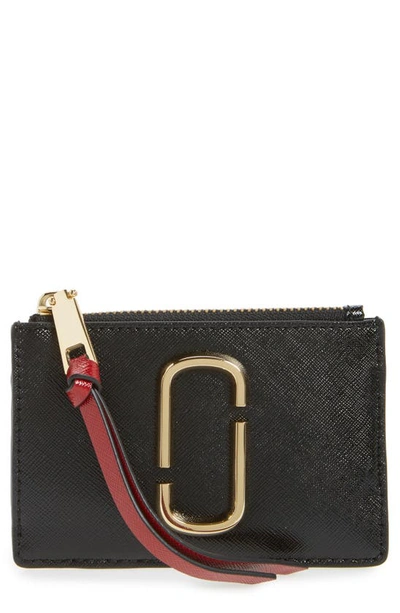 Shop The Marc Jacobs Snapshot Leather Id Wallet In Black/ Chianti