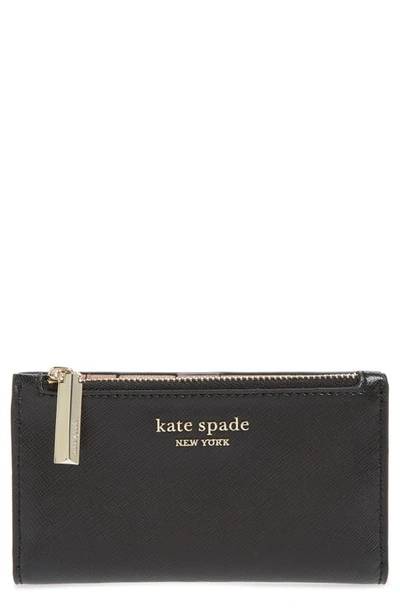Shop Kate Spade Small Spencer Saffiano Leather Bifold Wallet In Black