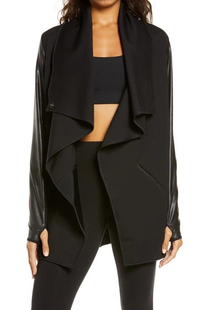 Shop Spanxr Faux Leather Convertible Jacket In Very Black