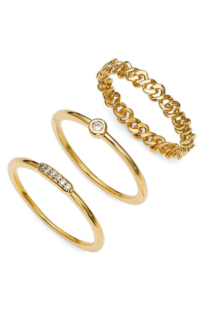 Shop Ajoa Lynx Set Of 3 Rings In Gold