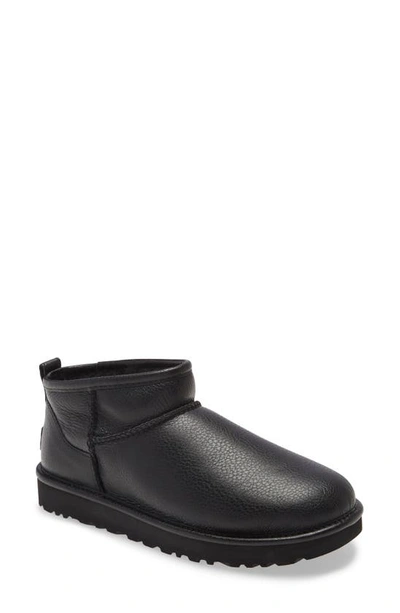 Ugg Classic Mini Leather Black Women's Boots and Ankle boots : Snowleader