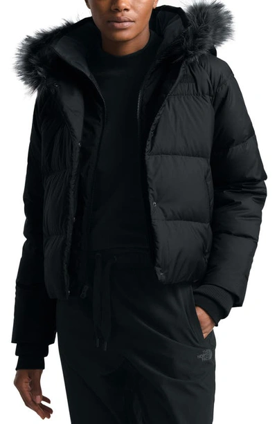 Shop The North Face Dealio 550 Fill Power Crop Hooded Down Jacket In Tnf Black