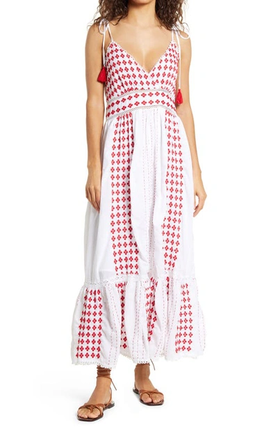 Shop Area Stars Tia Embroidered Sundress In White Red