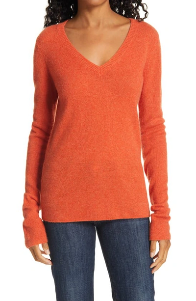 Shop Atm Anthony Thomas Melillo Cashmere V-neck Sweater In Tangerine