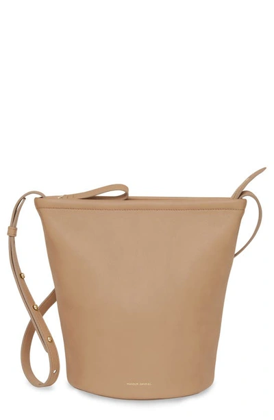 Shop Mansur Gavriel Leather Zip Bucket Bag In Nocciola