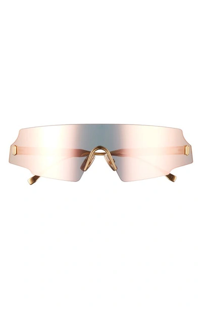 Shop Fendi Shield Sunglasses In Gray Rose Gold Mirror