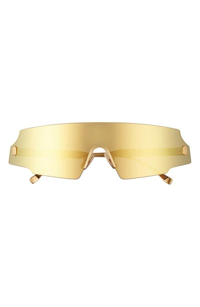Shop Fendi Shield Sunglasses In Gold/ Brown Gold Mirror