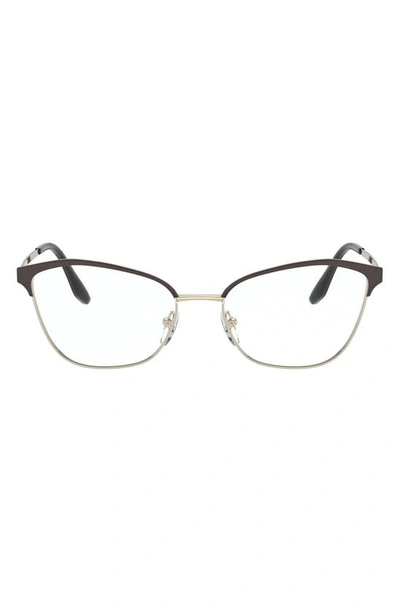 Shop Prada 54mm Cat Eye Optical Glasses In Black/ Light Gold