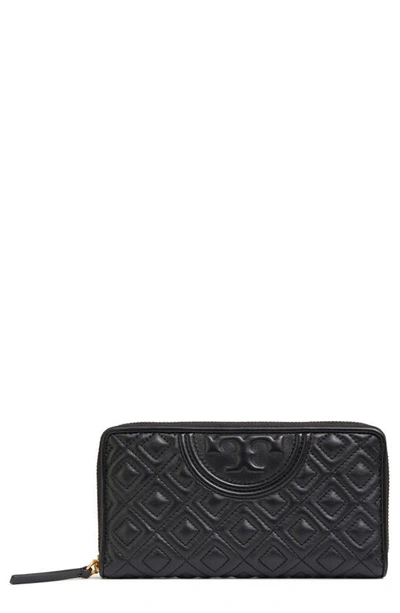 Shop Tory Burch Fleming Leather Wallet In Black