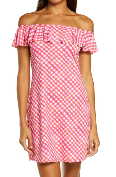Shop Tommy Bahama Harbour Island Off The Shoulder Ruffle Spa Dress In Paradise Coral