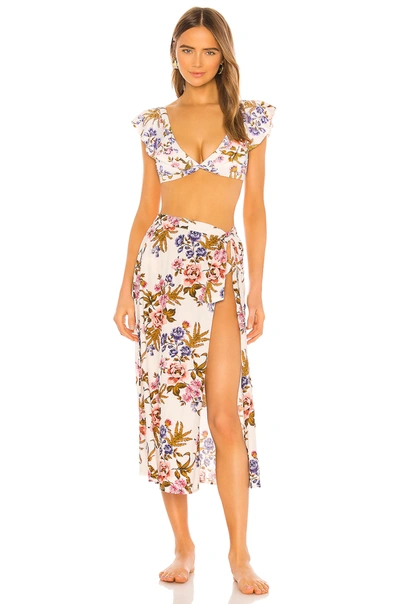 Shop Tori Praver Swimwear Kayla Hollywood Floral Cover Up Skirt In Star