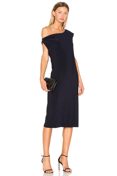 Shop Norma Kamali Drop Shoulder Dress In Midnight