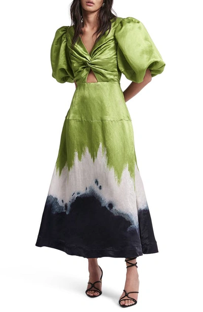 Shop Aje Arcadian Ombre Ink Linen & Silk Dress