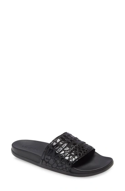 Shop Adidas Originals Adilette Comfort Slide Sandal In Black/ Black/ Black