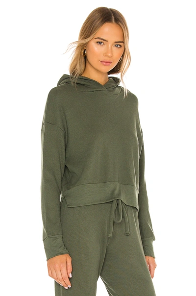 Shop Lna Raven Waffle Hoodie In Army Green