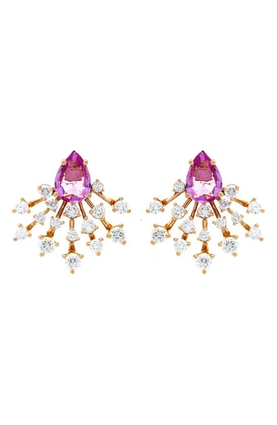 Shop Hueb Luminus Earrings In Pink Sapphire/ Rose Gold
