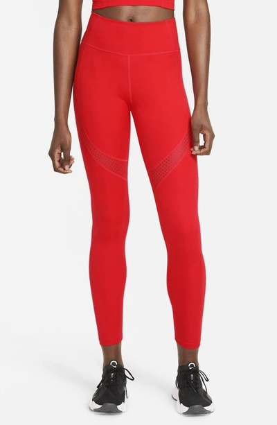 One Mesh Inset Dri-fit Leggings In Chile Red/ Black