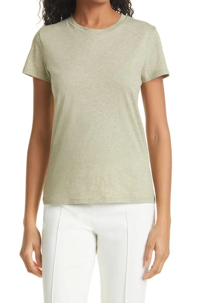 Shop Vince Essential Pima Cotton T-shirt In Heather Pale Sage