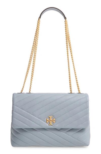 Tory Burch Kira Chevron Leather Crossbody Bag In Cloud Blue / Rolled Brass  | ModeSens