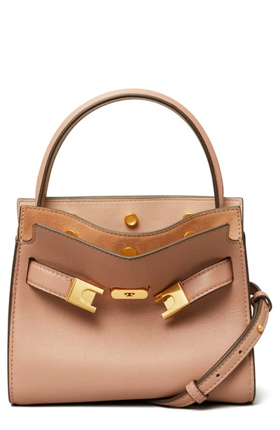 Shop Tory Burch Petite Lee Radziwill Leather Double Bag In Mallow