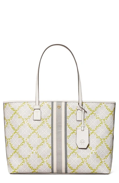 Shop Tory Burch Floral Vine Coated Canvas Tote In Ivory Monogram Vine