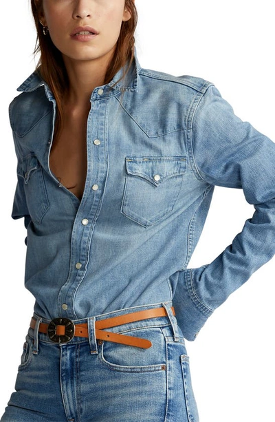 Polo Ralph Lauren Denim Western Shirt In Light Blue | ModeSens