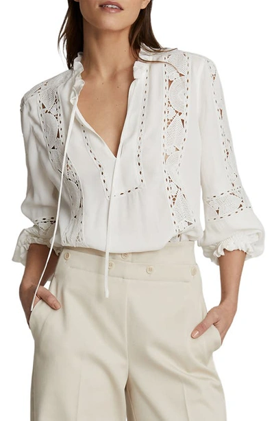 Shop Reiss Dottie Crochet Lace Blouse In White