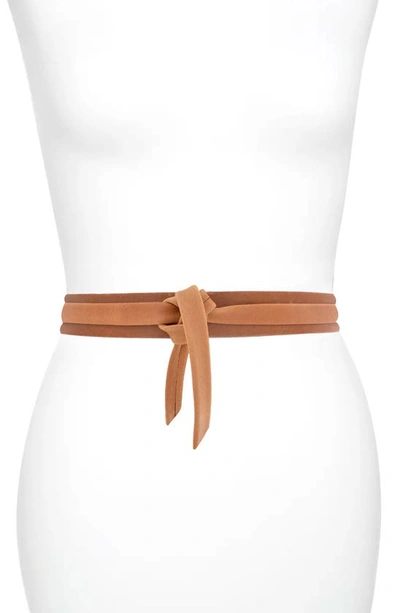 Shop Ada Skinny Leather Wrap Belt In Tan