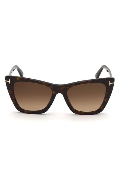 Shop Tom Ford Poppy 53mm Cat Eye Sunglasses In Dark Havana/ Brown Gradient