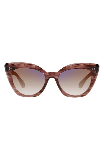 Shop Oliver Peoples Laiya 55mm Gradient Butterfly Sunglasses In Merlot Smoke/ Tan Grad Mirror
