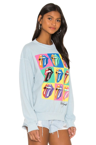 Shop Madeworn Rolling Stones 89 Multi Tongue Sweatshirt In Blue Haze