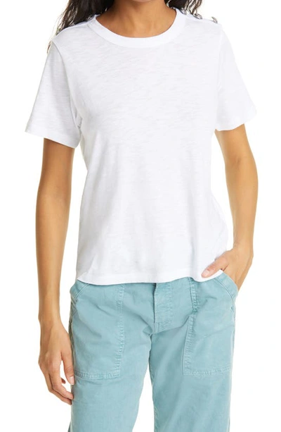 Shop Veronica Beard Carla Button Shoulder T-shirt In White