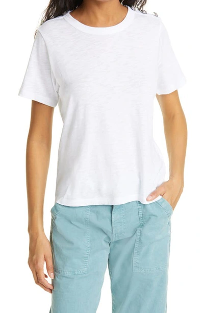 Veronica Beard Carla Button Shoulder T-shirt In White