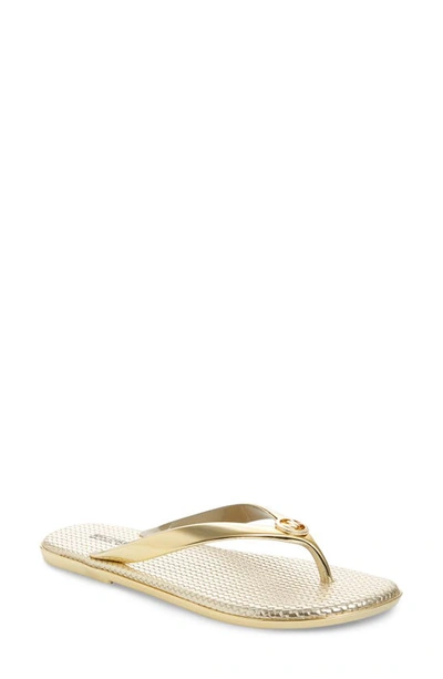 Shop Michael Michael Kors 'jet Set' Jelly Flip Flop In Gold