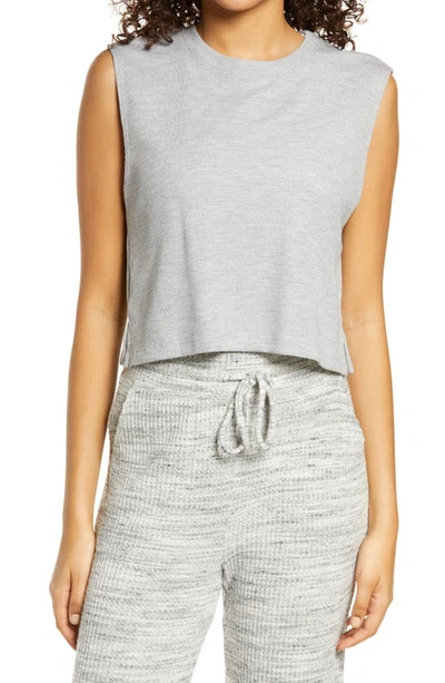 Shop Beyond Yoga Night In Cropped Tank In Light Heather Gray
