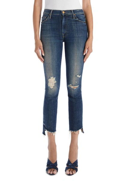 Shop Mother The Insider Distressed High Waist Crop Step Fray Hem Bootcut Jeans In Wicked Wildflower