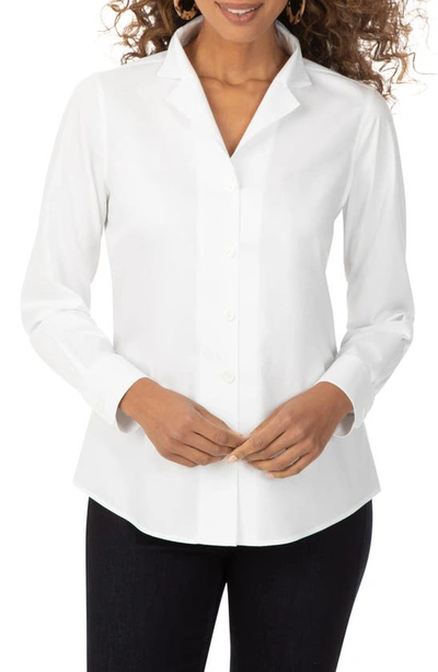 Shop Foxcroft Non-iron Notched Collar Button-up Shirt In White