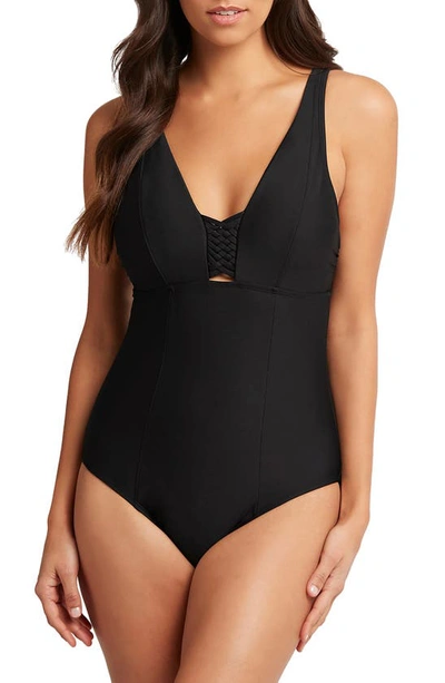 Shop Sea Level One-piece Swimsuit In Black
