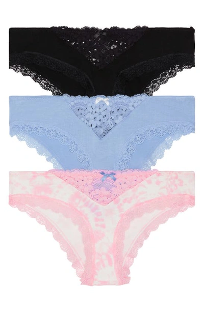 Shop Honeydew Intimates 3-pack Willow Hipster Panties In Black/ Cove/ Pop Tie Dye