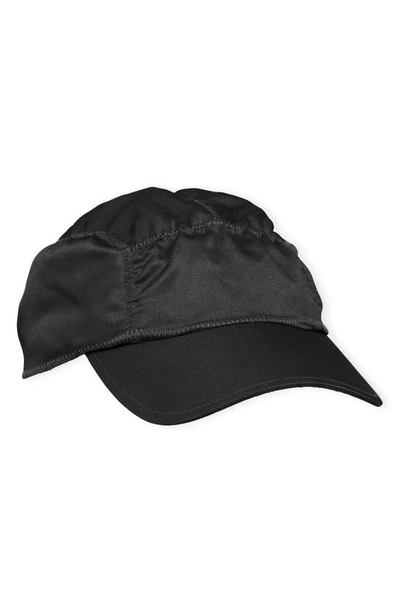 Shop Ganni Satin Baseball Cap In Black