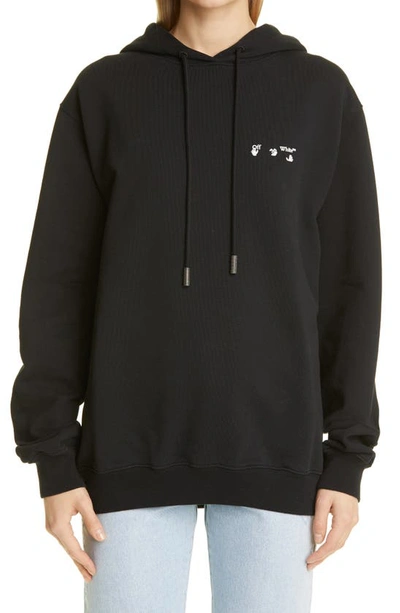 Shop Off-white Logo Oversize Cotton Hoodie In Black