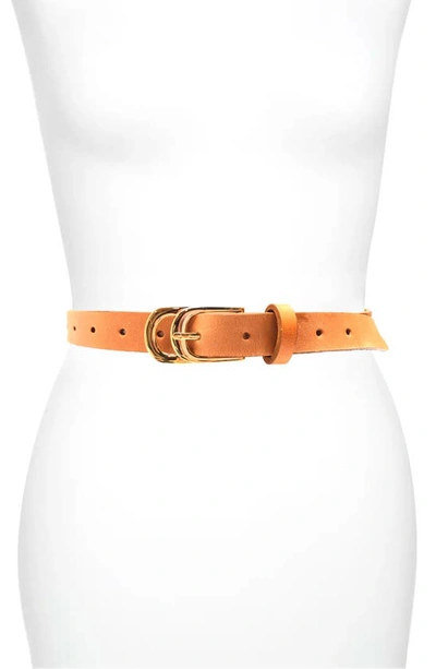 Shop Ada Infinity Skinny Leather Belt In Cognac