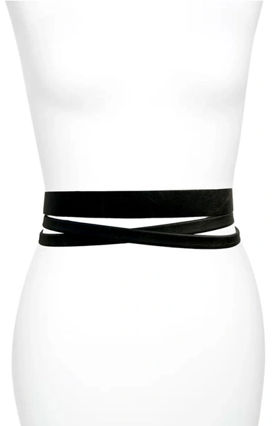 Shop Ada Skinny Leather Wrap Belt In Black