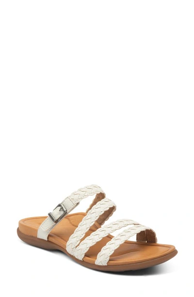 Shop Aetrex Brielle Slide Sandal In White Leather
