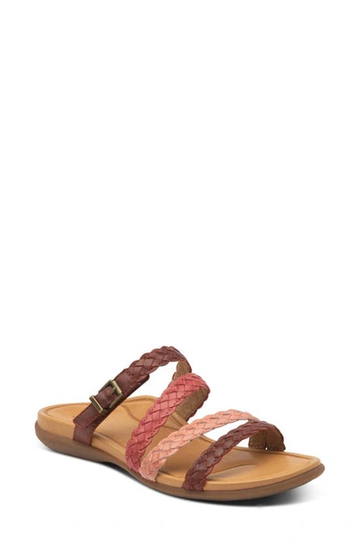 Shop Aetrex Brielle Slide Sandal In Red Leather