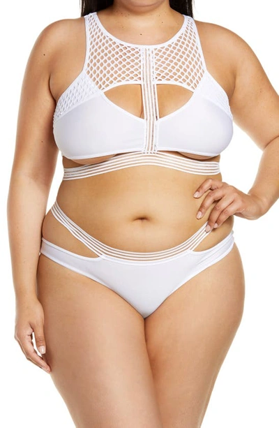 Shop Coquette Mesh & Strap Detail Bra & Briefs Set In White