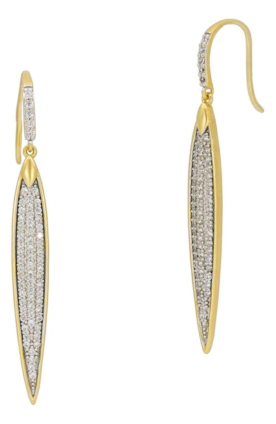 Shop Freida Rothman Petals & Pavé Linear Drop Earrings In Gold And Silver